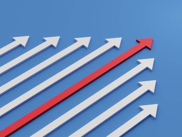 istock Leadership concept. One red leader arrow leading team forward 1300139185