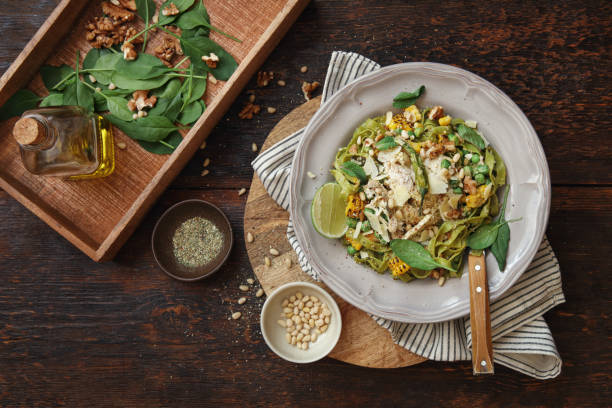 istock Leftover Turkey Green Pasta with Basil-Mint Pesto 1300139248