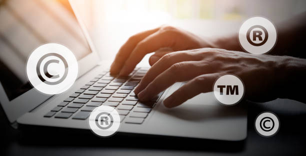 istock Concept of copyrighted material with laptop 1300140235
