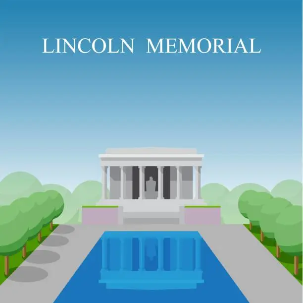 Vector illustration of Lincoln Memorial in Washington DC, District of Columbia, USA.
