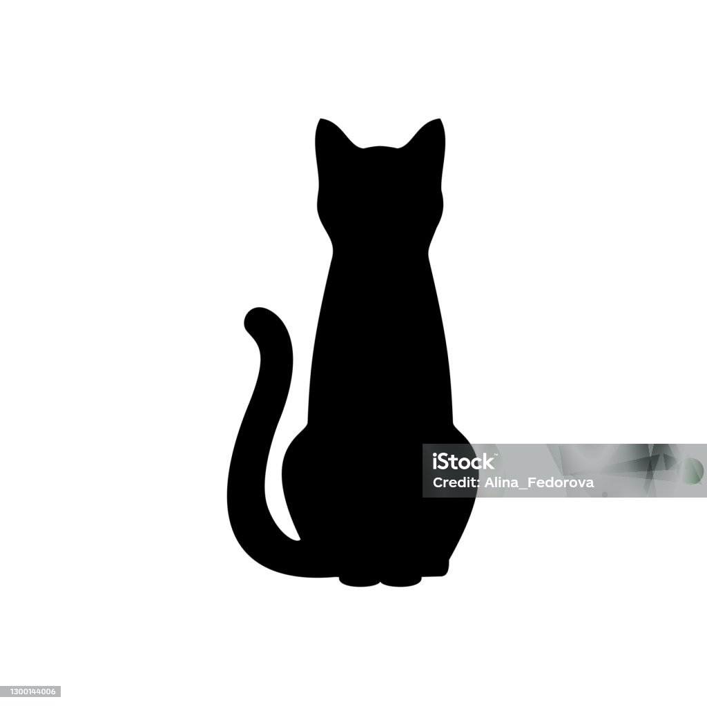 白い背景に黒猫のシルエット。 - 飼い猫のロイヤリティフリーベクトルアート