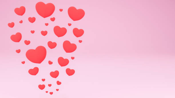 istock Colorful Red Romantic Valentine Hearts Background.Realistic 3D. 1300144817
