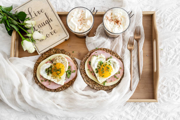 Valentine  Keto Breakfast Diverse Keto Dishes, Valentine breakfast, Quebec, Canada book heart shape valentines day copy space stock pictures, royalty-free photos & images