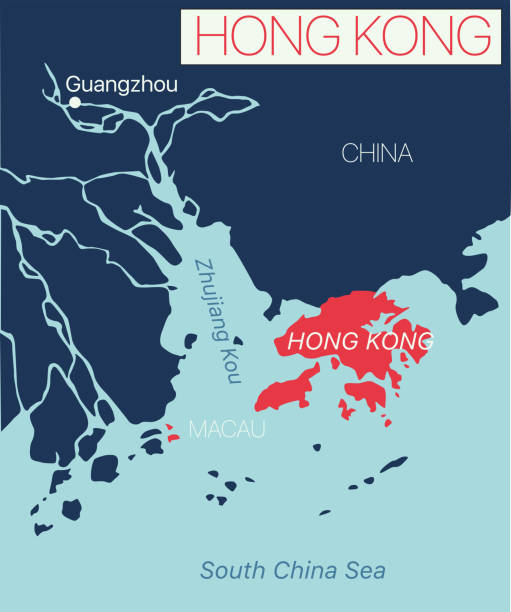 Bекторная иллюстрация Гонконг подробная редактируемая карта