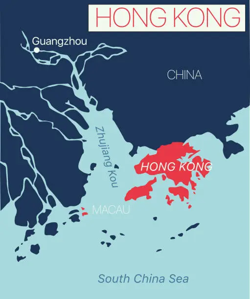 Vector illustration of Hong Kong detailed editable map