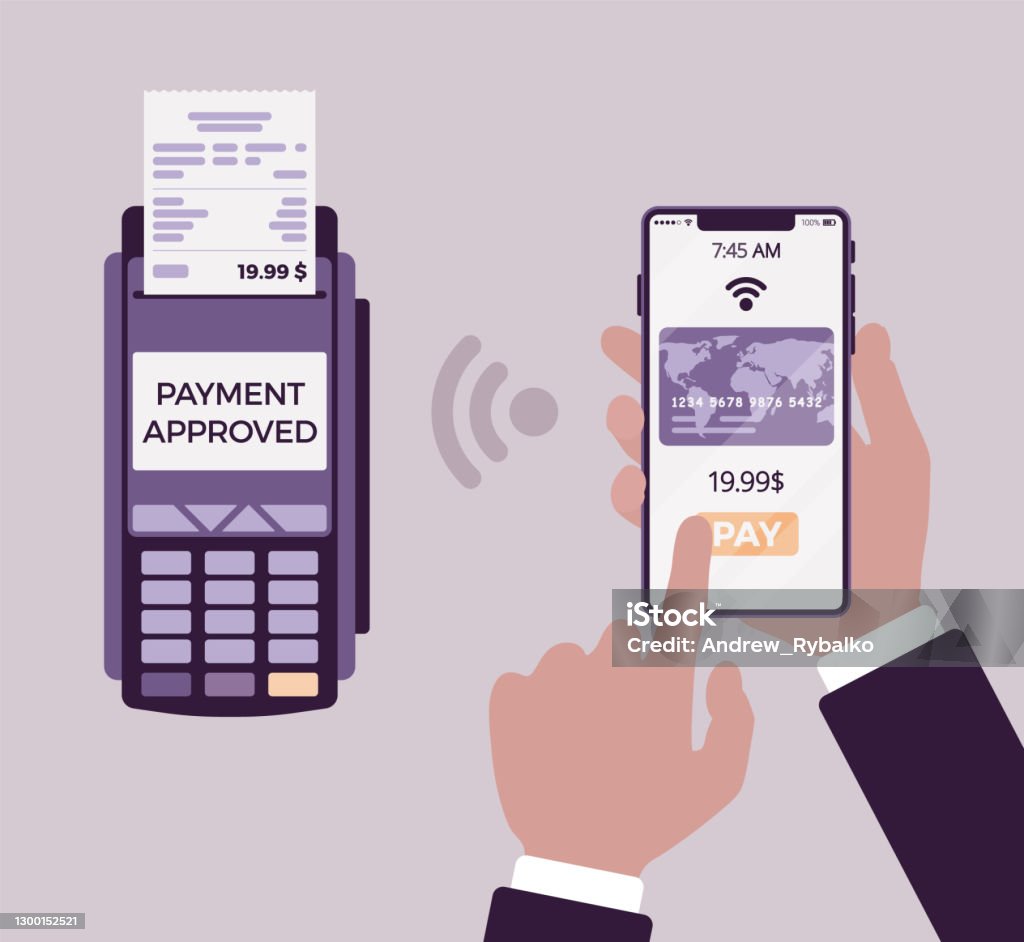 Mobile Card Processing Vector Credit Card Processing System Mobile Phone Merchant Service Stock ...