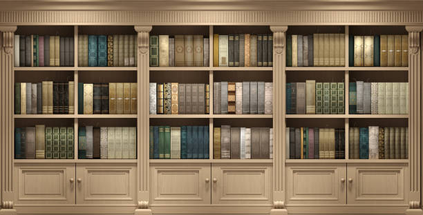 istock Wall wooden background classical library books or library 1300152715