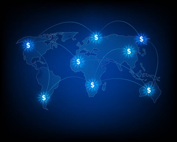 세계 각국 간 송금 및 환전 네트워크 - japanese currency shiny finance horizontal stock illustrations