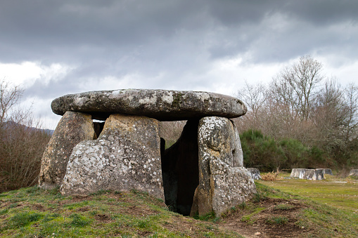 A CasiÃ±a da Moura, megalithic dolmen of Maus de Salas, MuiÃ±os, burial monuments in Ourense Province, Galicia, Spain