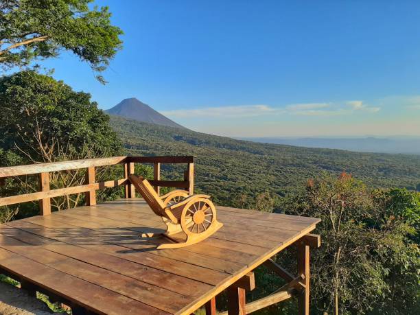istock A wood balcony with volcan 1300154772