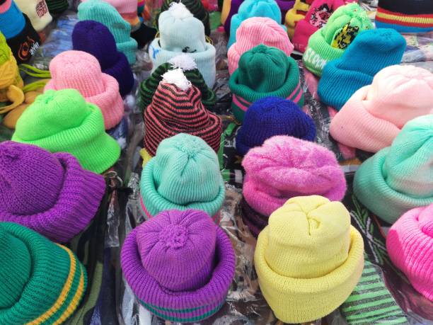 istock Colorful wool caps (hats)  the cold season. 1300155289