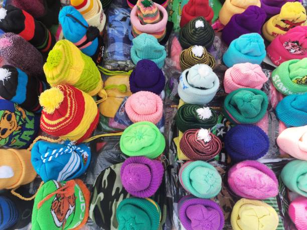 istock Colorful wool caps (hats)  the cold season. 1300155443