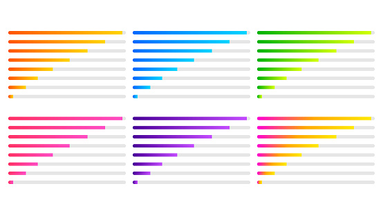 Set Collection Progress Loading Bar Color Gradient Vector Design Style ...
