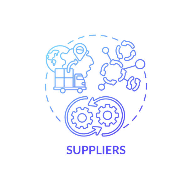 Suppliers concept icon Suppliers concept icon. Co-creation participant idea thin line illustration. Production capabilities. Providing resources for products. Manufacturer. Vector isolated outline RGB color drawing supplier relationship management stock illustrations