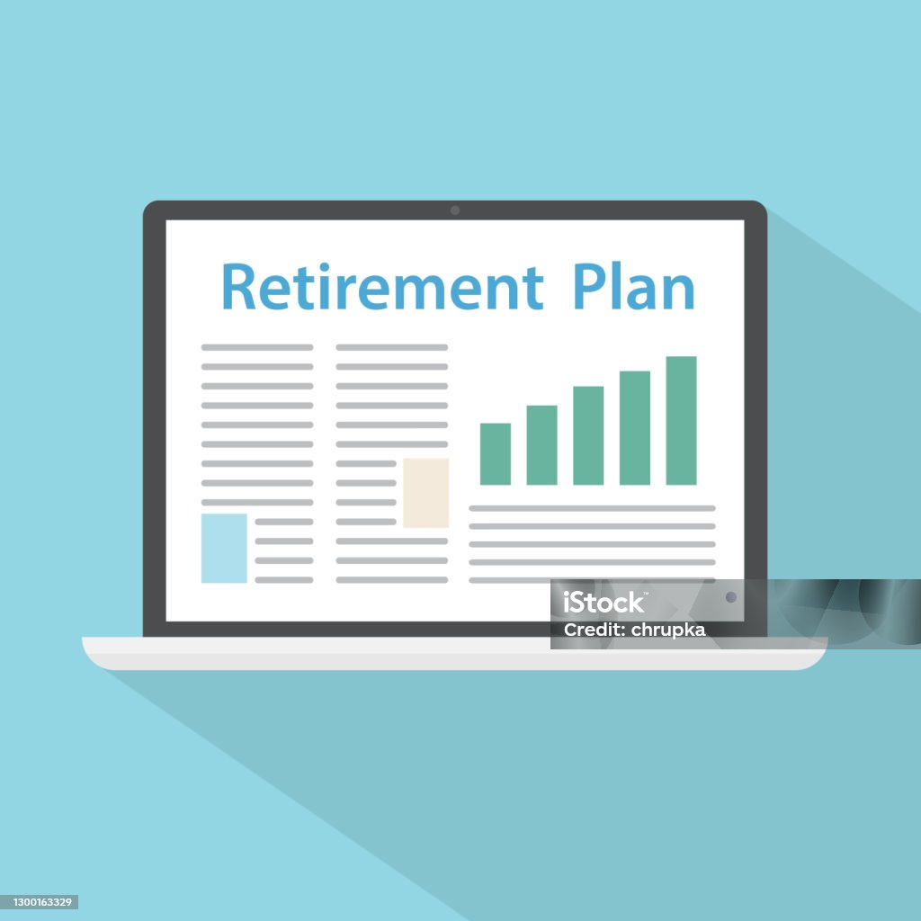 Computer Retirement Flowchart Retirement Plan On Laptop Screen Stock Illustration - Download Image ...