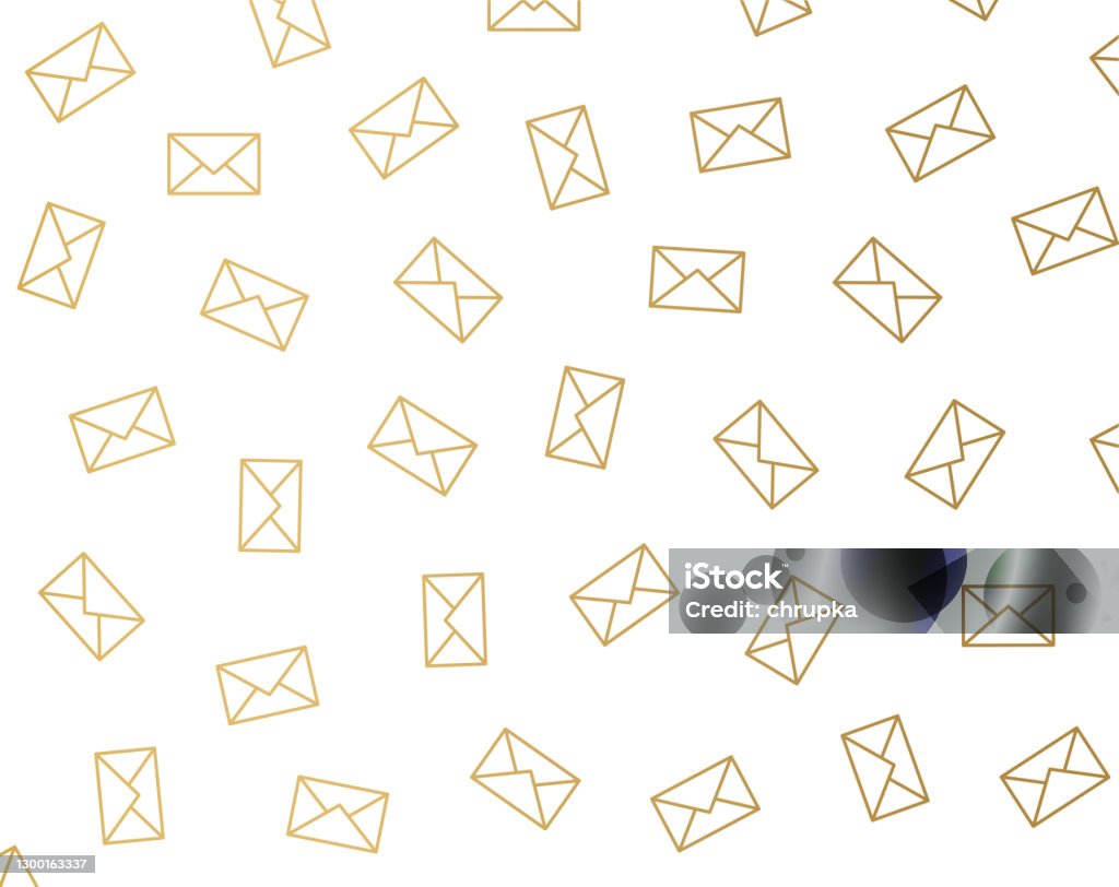 Mails Head Pattern Golden Envelope Email Pattern Stock Illustration - Download Image Now ...