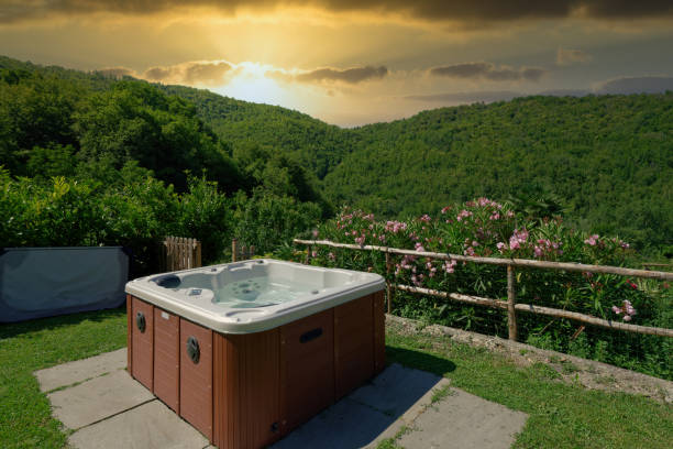 istock a Hydromassage in a garden in summer time 1300164840