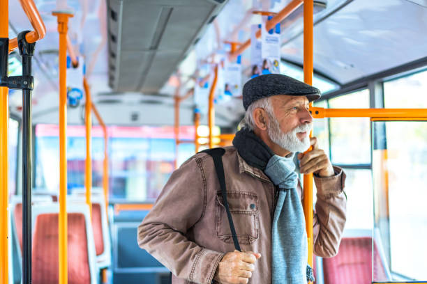 istock Senior Man in the Bus 1300168275