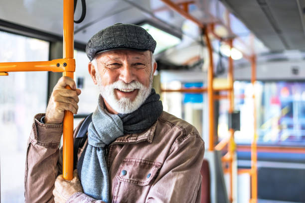 istock Senior Man in the Bus 1300168294