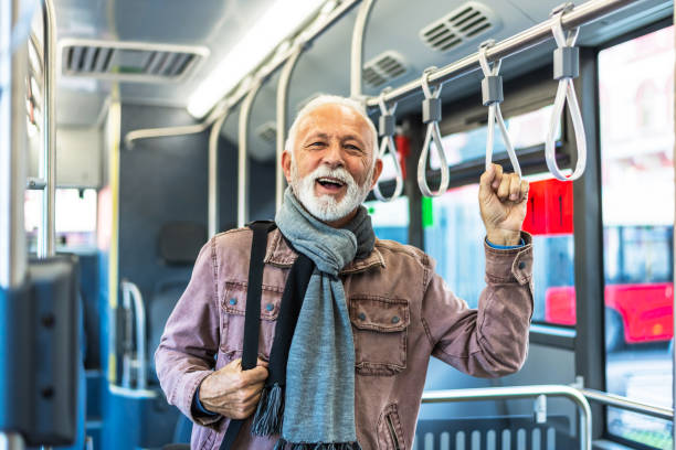 istock Senior Man in the Bus 1300168346