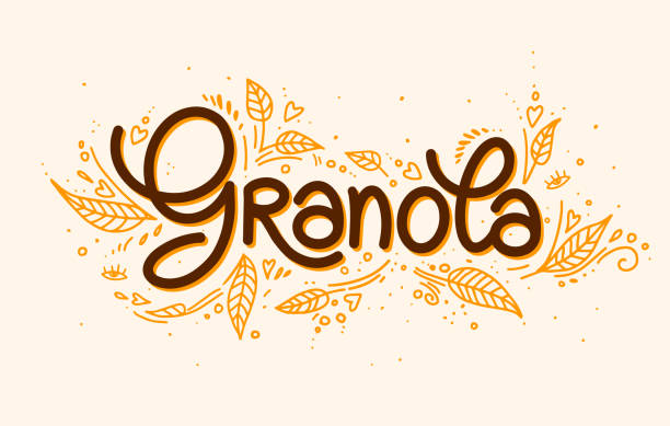 ilustrações, clipart, desenhos animados e ícones de vetor de granola. muesli. handmade - granola oatmeal cereal fruit
