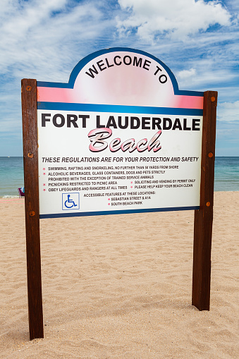 Welcome to Fort Lauderdale Beach sign in Florida.