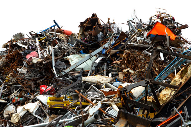 istock Scrap metal on white background. Industrial waste. 1300171824