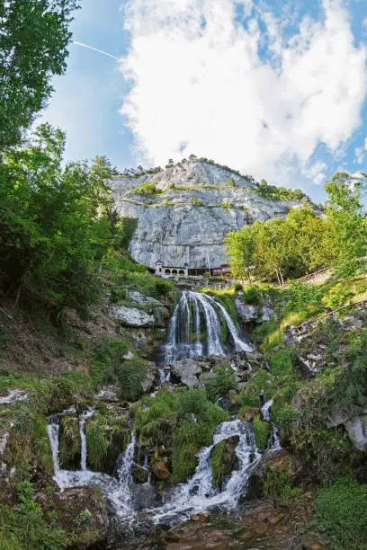 Photo of Waterfall view up to the beatus caves, Lake Thun, Switzerland