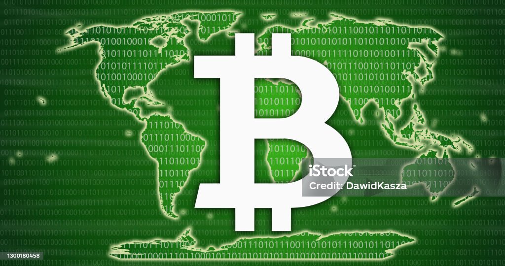 World currency and cryptocurency exchange rates on world map. Altcoin Stock Photo