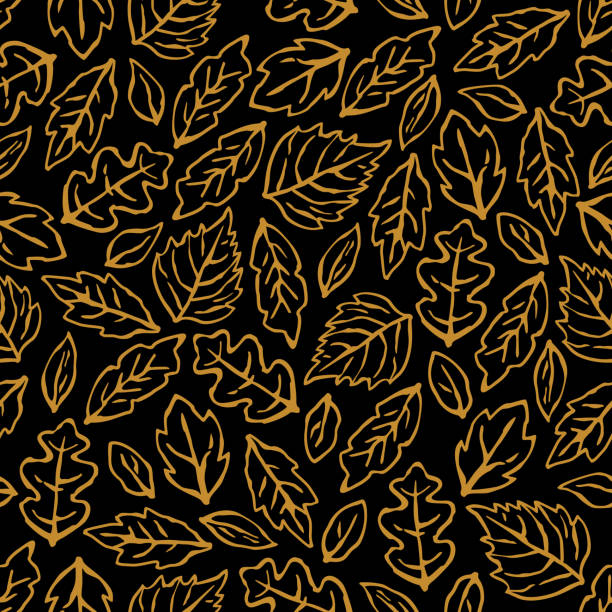 Seamless gold leaf pattern vector art illustration
