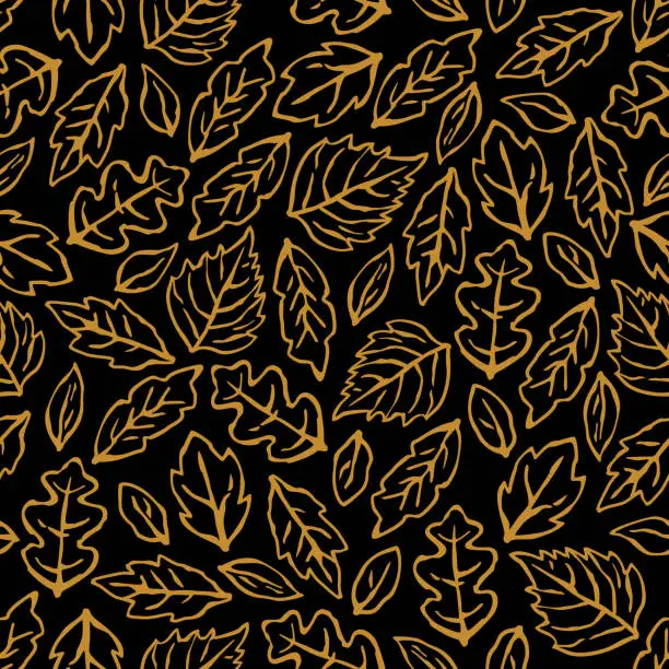 Vector illustration of Seamless gold leaf pattern