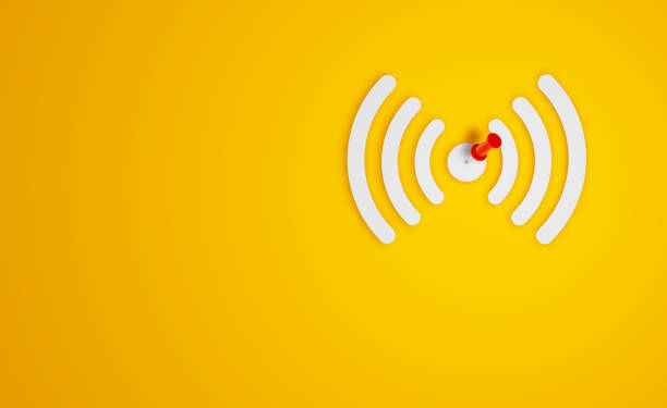 istock Pin Paper Wireless Symbol on Yellow Background 1300187505