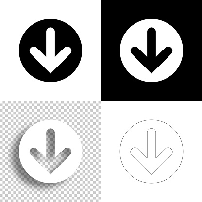 Pfeiltaste Nach Unten Symbol Für Design Leere Weiße Und Schwarze Hintergründe Liniensymbol Stock ...