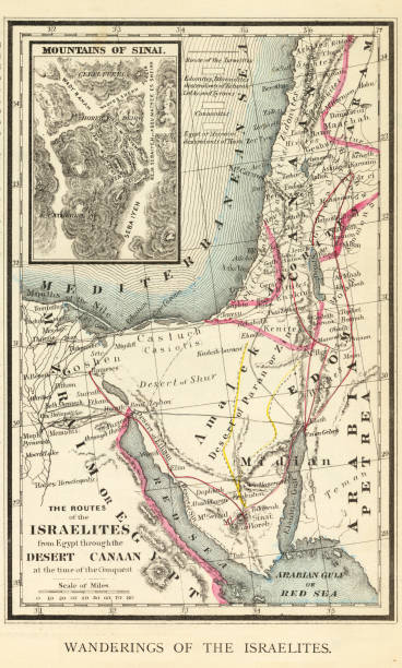 istock Antique Engraving: Wanderings of the Israelites Map Engraving 1300192322