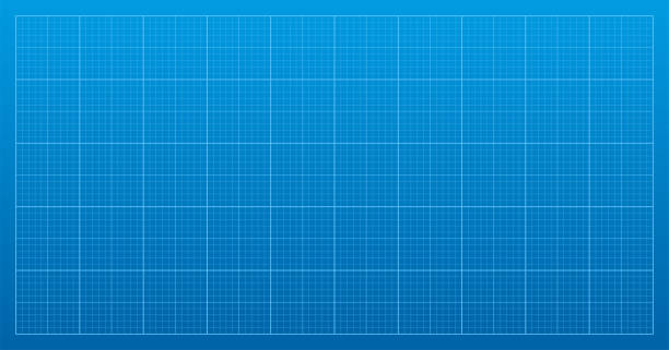 plan arkusza papieru wykresu siatki. niebieski na białym tle. szablon tekstury. ilustracja wektorowa - blueprint graph paper paper backgrounds stock illustrations