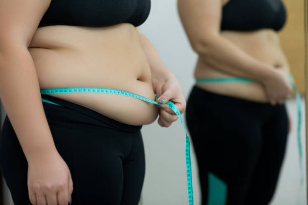 istock Female measures her waist 1300195600