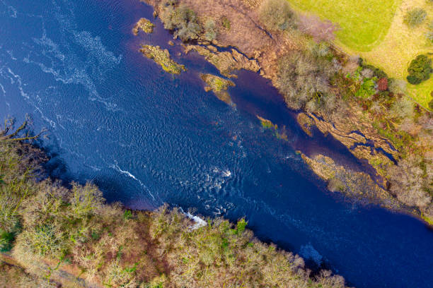 istock The view from a drone looking directly down on a Scottish river on a overcast winter morning 1300197552