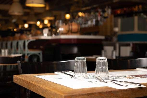 istock Set table in restaurant no people 1300197828