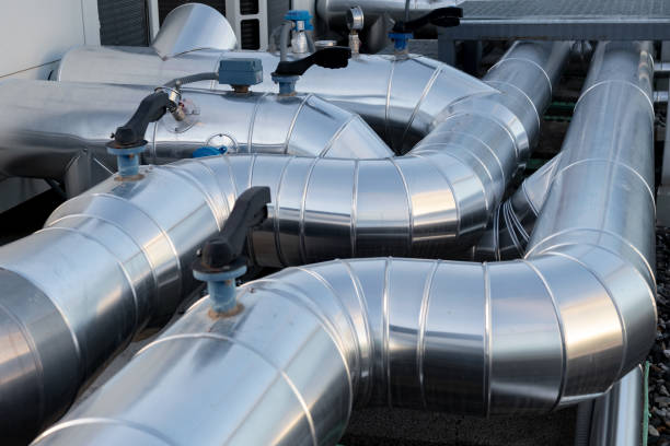 istock Modern technology air conditioning industrial equipment pipes isolated from temperature 1300199177