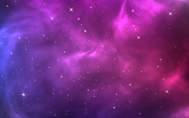 illustrations, cliparts, dessins animés et icônes de fond d’espace. cosmos violet vif. poussière d’étoile magique et étoiles brillantes. nébuleuse colorée et voie lacté. galaxie bleue réaliste. bel espace. univers étoilé. illustration vectorielle - ciel etoile