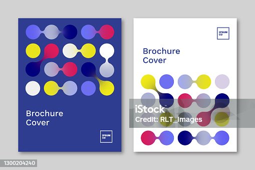 istock Set of brochure cover design layouts with abstract geometric link graphics 1300204240