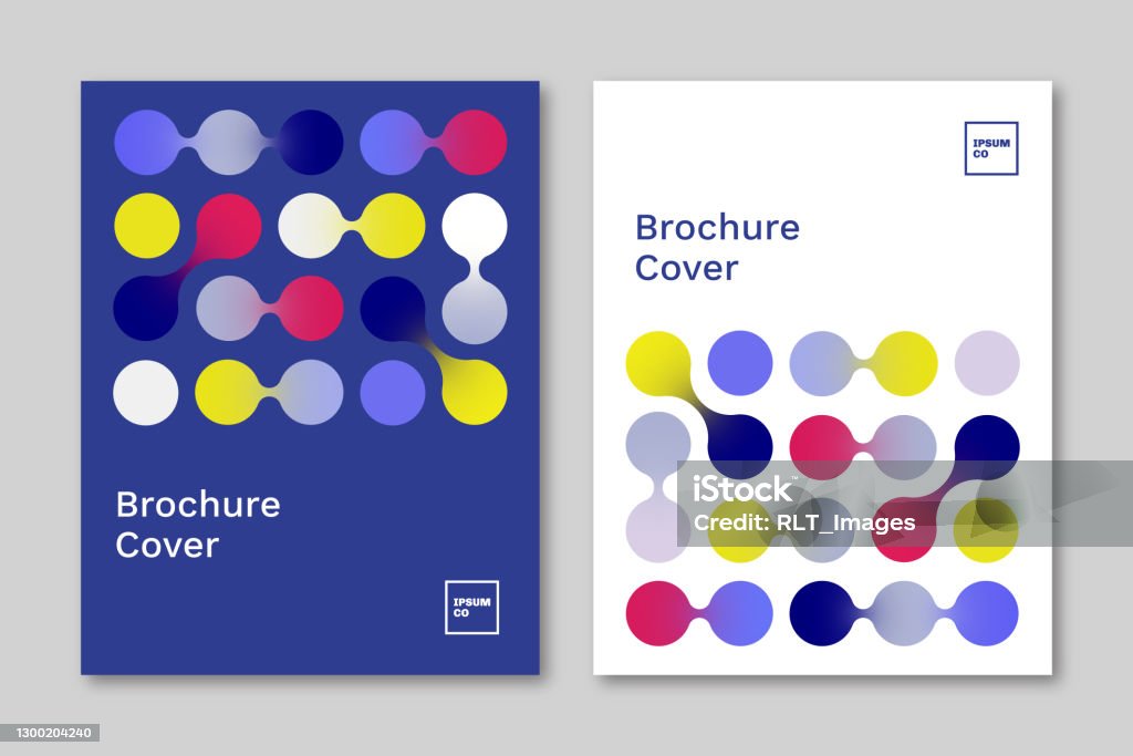 Set of brochure cover design layouts with abstract geometric link graphics Connection stock vector