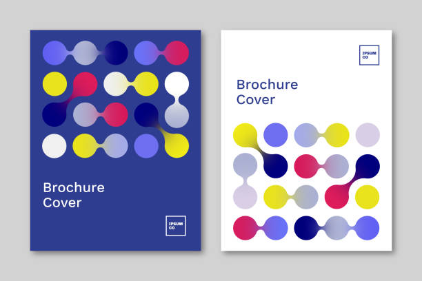 Set of brochure cover design layouts with abstract geometric link graphics Set of brochure cover design layouts with abstract geometric link graphics brochure cover illustrations stock illustrations