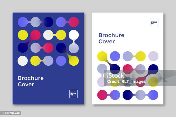 Set Of Brochure Cover Design Layouts With Abstract Geometric Link Graphics Stock Illustration - Download Image Now