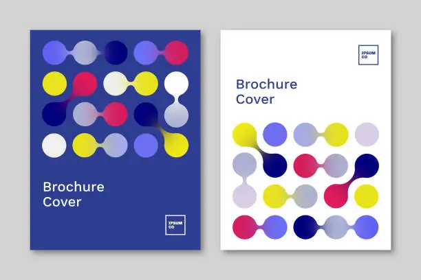 Vector illustration of Set of brochure cover design layouts with abstract geometric link graphics