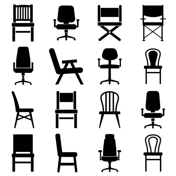 illustrations, cliparts, dessins animés et icônes de graphisme d’ensemble de chaise, isolé sur le fond blanc - chaise