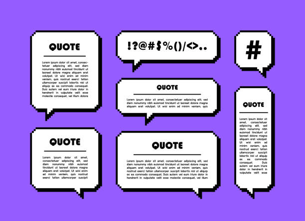 nastavte bublinu řeči obrazových bodů různého tvaru. geometrická textová dialogová pole. barevná uvozovka pole řeč bublina. moderní vektorová ilustrace - pixel art stock ilustrace
