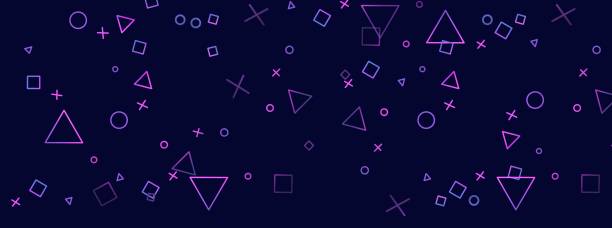 игровые фигуры: треугольник, крест, квадрат и круг. иллюстрация прямоугольная на темно-синем фоне - gamer stock illustrations