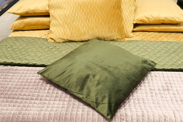 istock bedroom interior with a large bed and beautiful pillows 1300212829