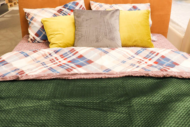 istock bedroom interior with a large bed and beautiful pillows 1300212833